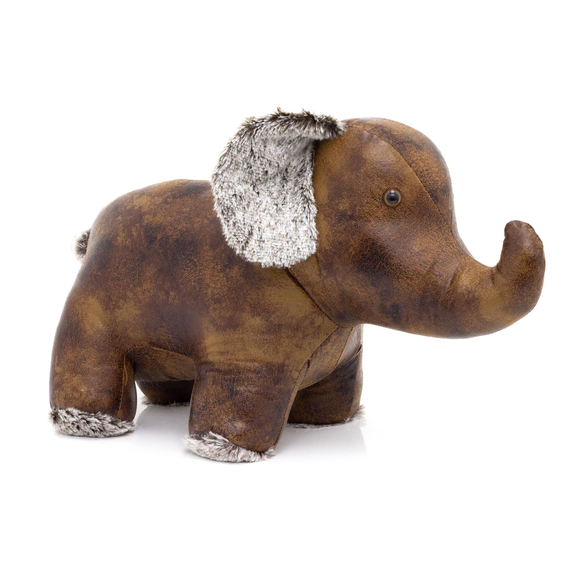 Faux leather store elephant footstool