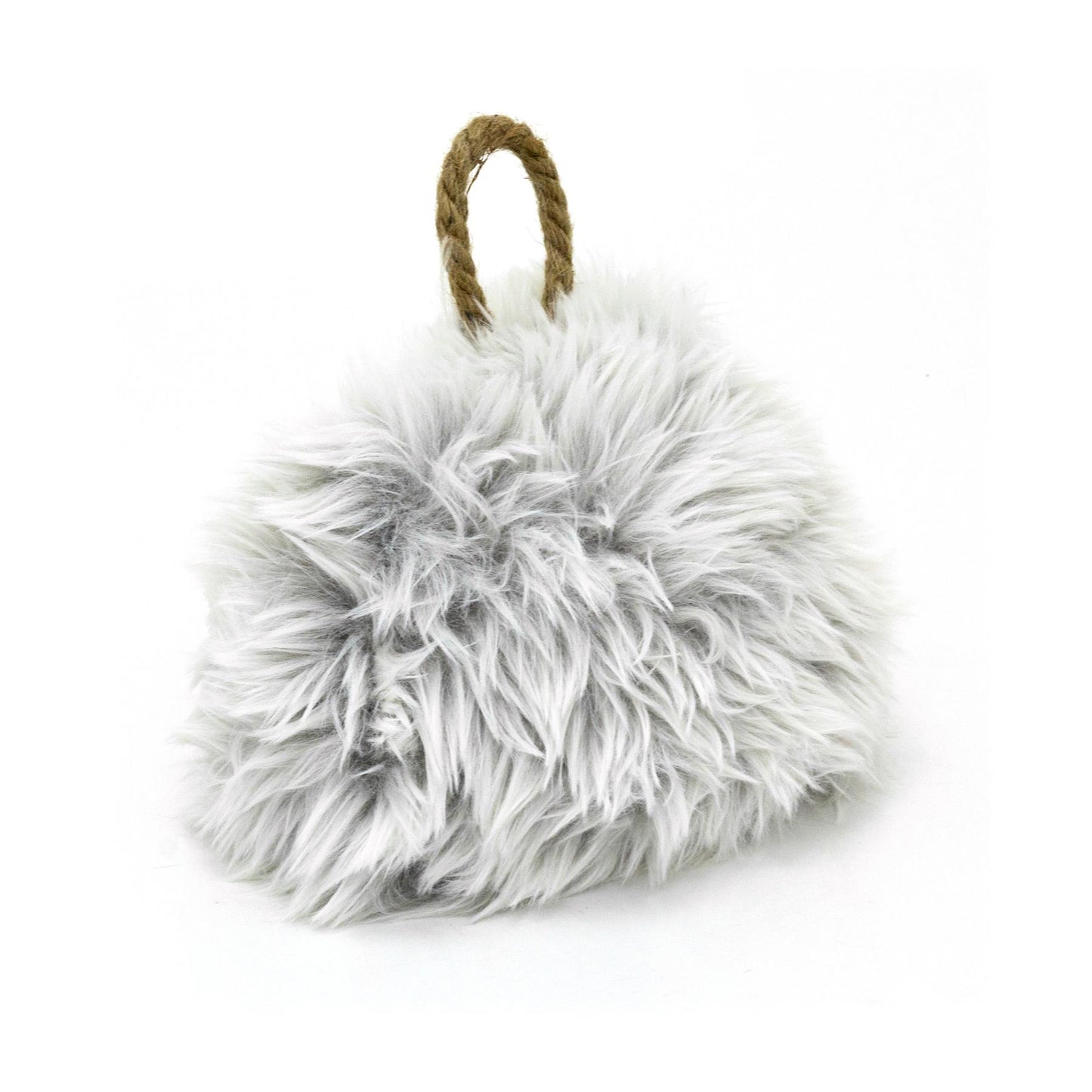 Faux Fur Doorstop | Plush Fluffy Weighted Door Stop With Jute Handle - 15cm