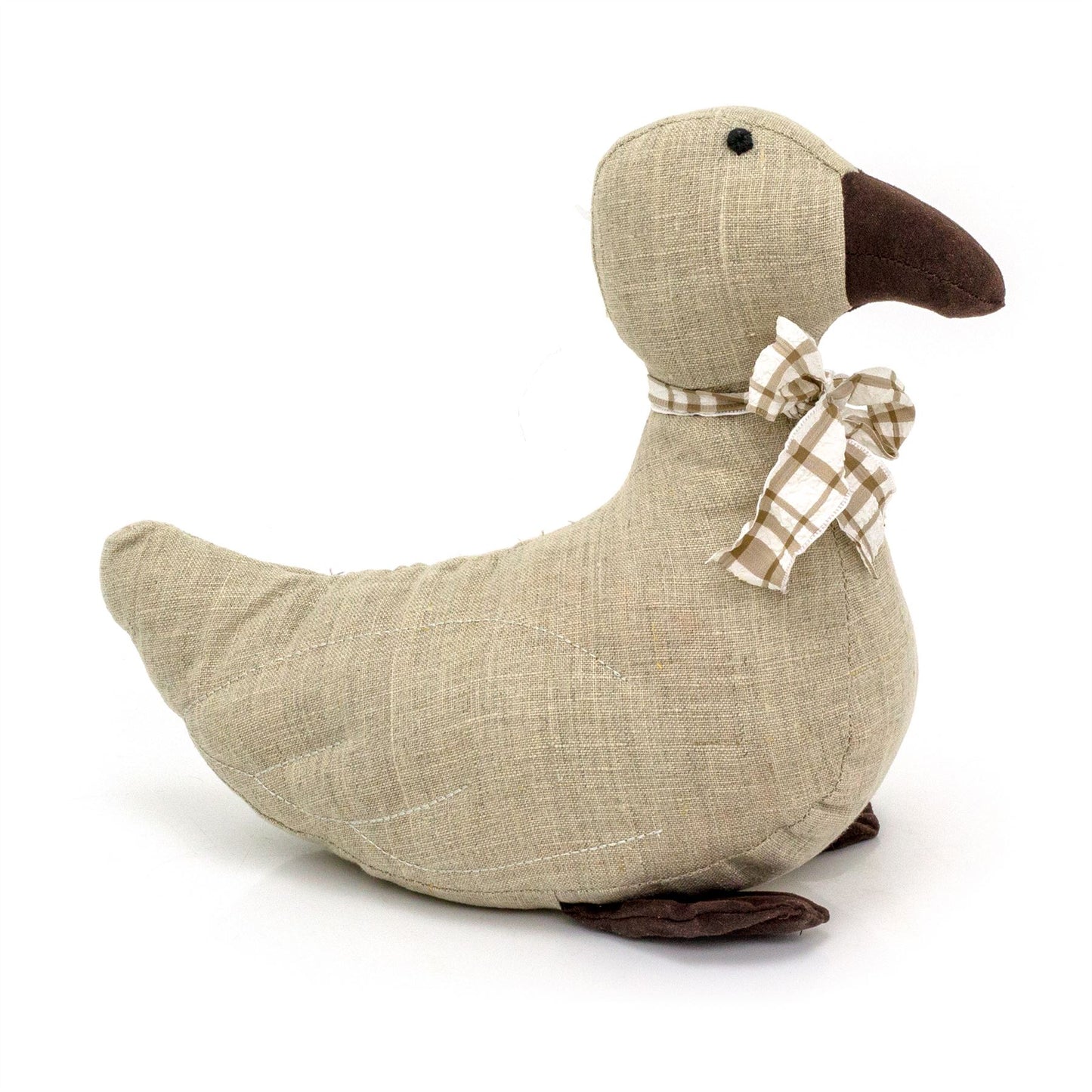 Adorable Duck Doorstop | Fabric Duck Shaped Door Stop with Gingham Bow - 24cm