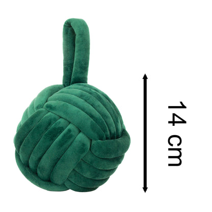 Green Fabric Nautical Knot Doorstop | Coastal Monkey's Fist Door Stop - 14cm