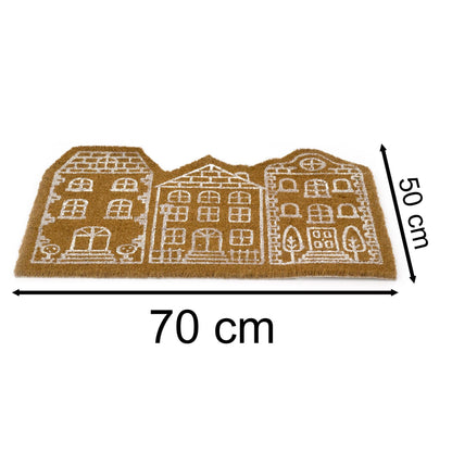 House Shaped Doormat | Welcome Door Mat Non-slip PVC Coir Doormat - 70x50cm