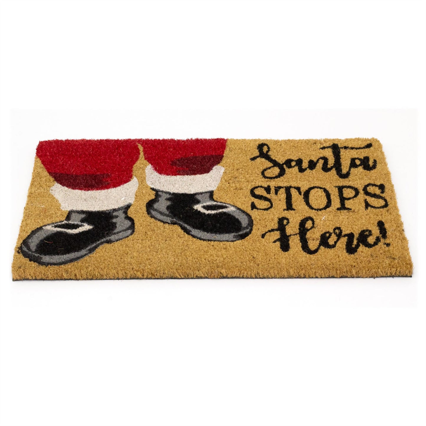 Santa Stops Here Christmas Doormat | Festive Coir Welcome Door Mat - 59x39cm