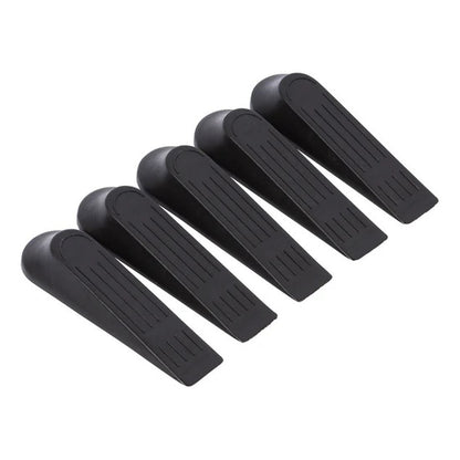 Pack of 5 Black Doorstop Wedges | Traditional Door Wedges 5 Door Stopper Wedges