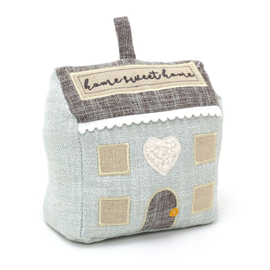 Fabric House Door Stop | Home Sweet Home Embroidered Cottage Doorstop - 16cm