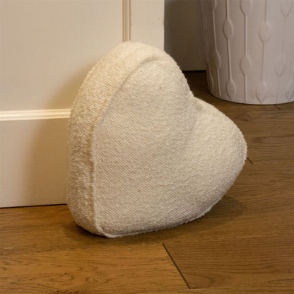 Boucle Love Heart Doorstop | Decorative Fabric Heart Shaped Door Stop - 25cm