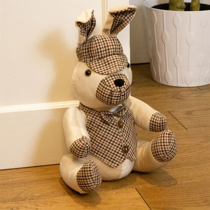 Montgomery Rabbit Tweed Fabric Doorstop | Hare-Shaped Animal Door Stop- 30cm