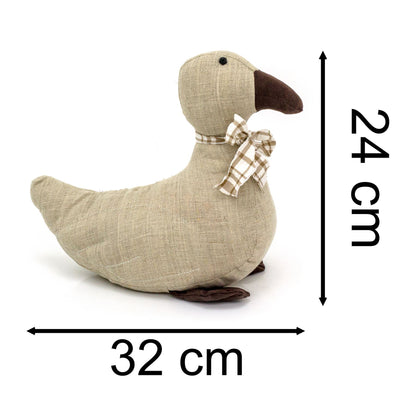 Adorable Duck Doorstop | Fabric Duck Shaped Door Stop with Gingham Bow - 24cm