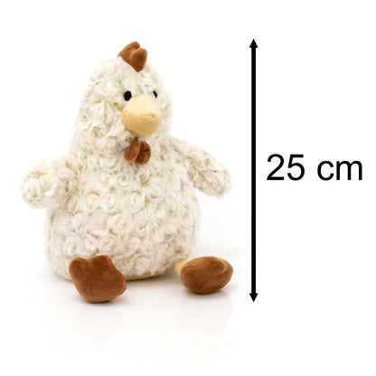 Novelty Plush Chicken Hen Doorstop | Decorative Fabric Bird Doorstop | Farmyard Animal Door Stopper - Beige