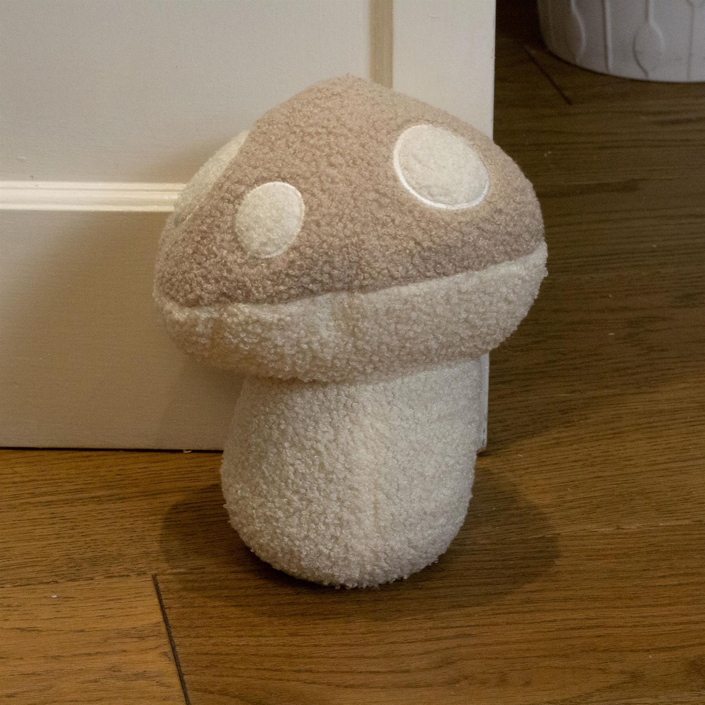 Boucle Mushroom Doorstop | Decorative Fabric Toadstool Shaped Door Stop - 22cm