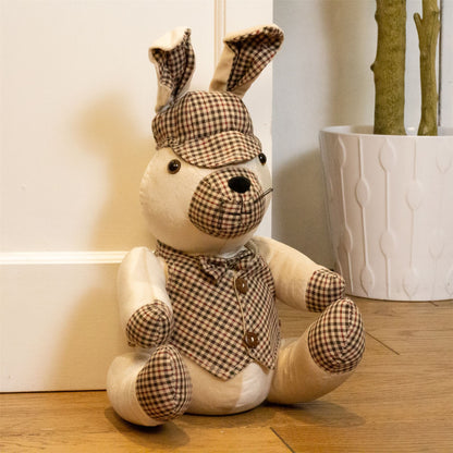 Montgomery Rabbit Tweed Fabric Doorstop | Hare-Shaped Animal Door Stop- 30cm