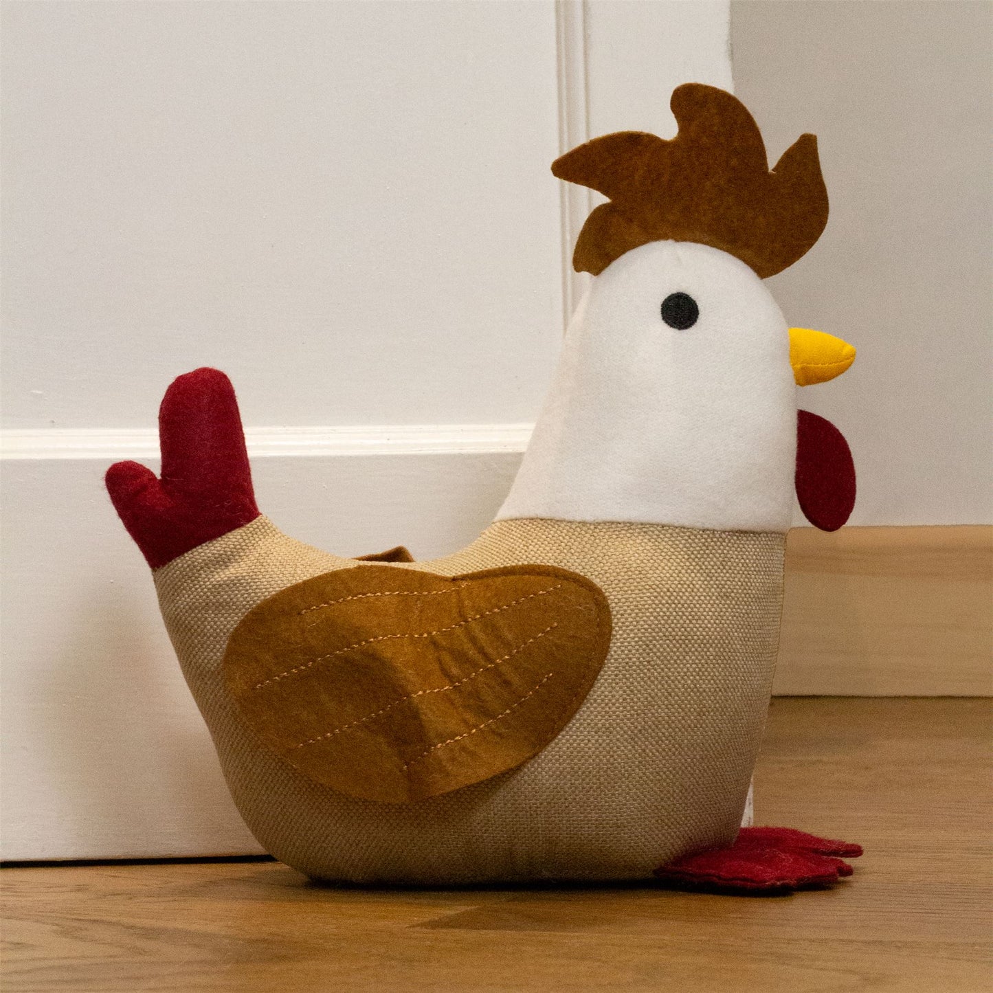 Charlie Cockerel Doorstop | Fabric Chicken Rooster Decorative Door Stop - 22cm