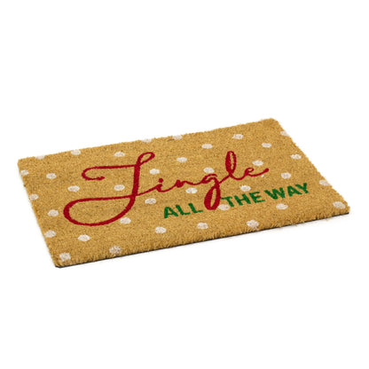 Jingle All The Way Christmas Doormat | Festive Coir Welcome Door Mat - 59x39cm