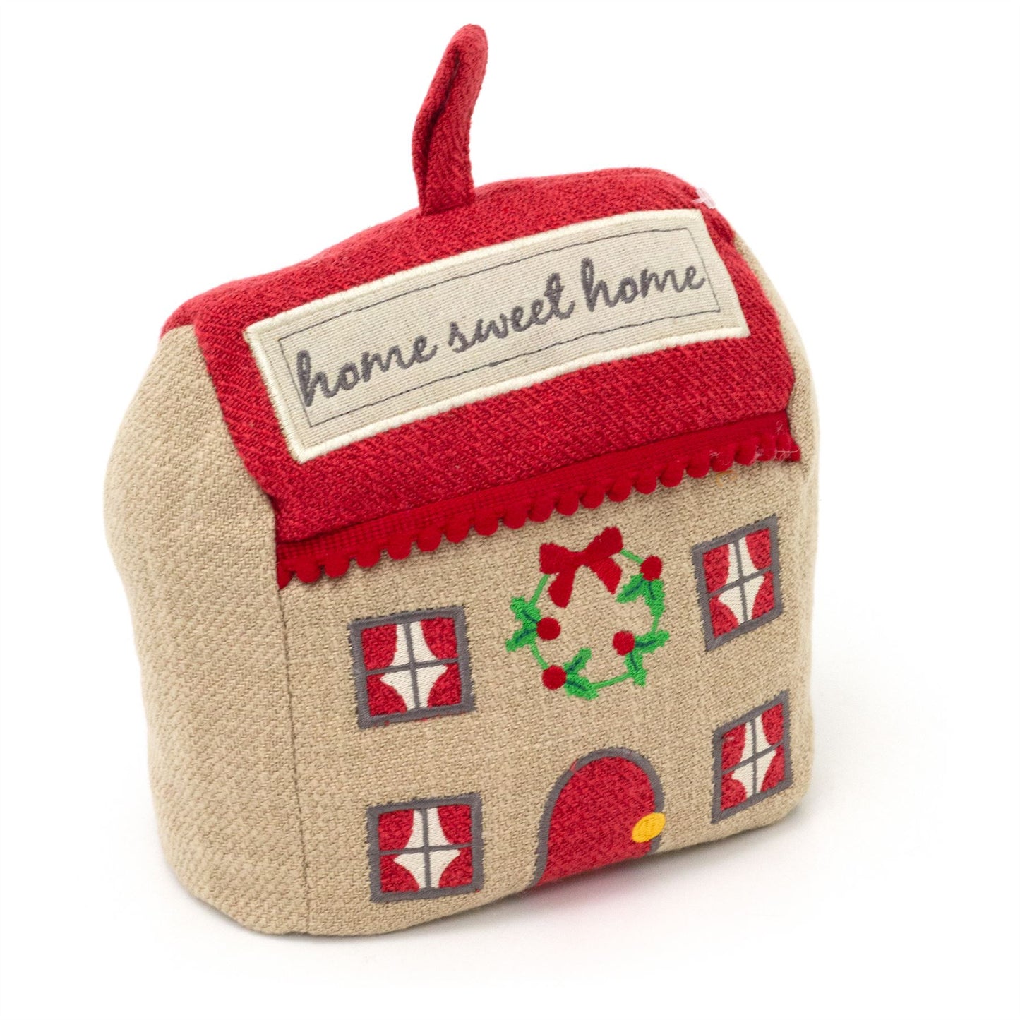 Home Sweet Home Christmas Cottage Doorstop | Festive Fabric House Door Stop 17cm