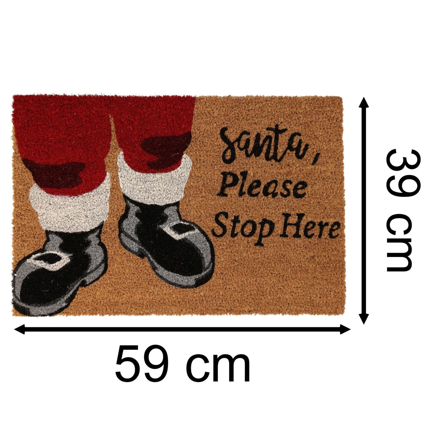 Santa Stops Here Christmas Doormat | Festive Coir Welcome Door Mat - 59x39cm