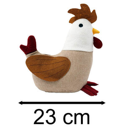 Charlie Cockerel Doorstop | Fabric Chicken Rooster Decorative Door Stop - 22cm