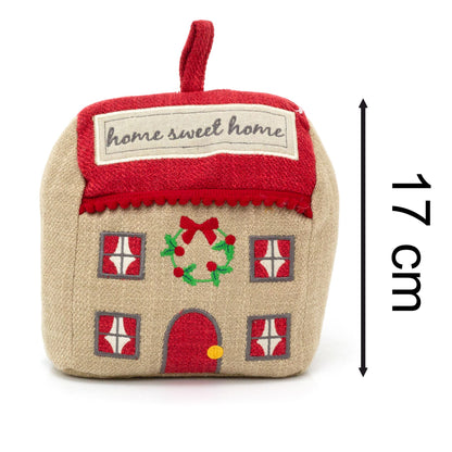 Home Sweet Home Christmas Cottage Doorstop | Festive Fabric House Door Stop 17cm