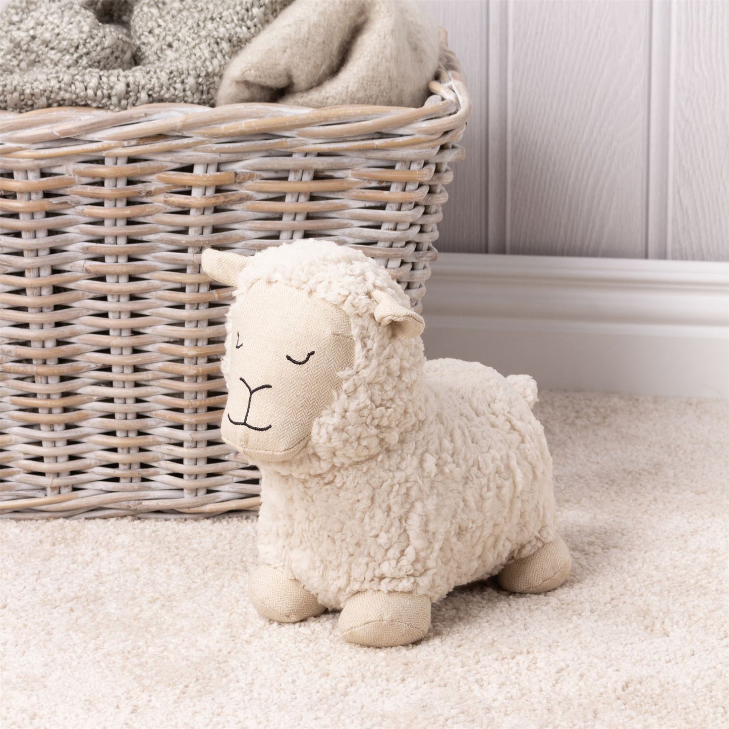 Sam Sheep Doorstop | Boucle Fleece Animal Door Stop Shearling Sheep Door Stopper