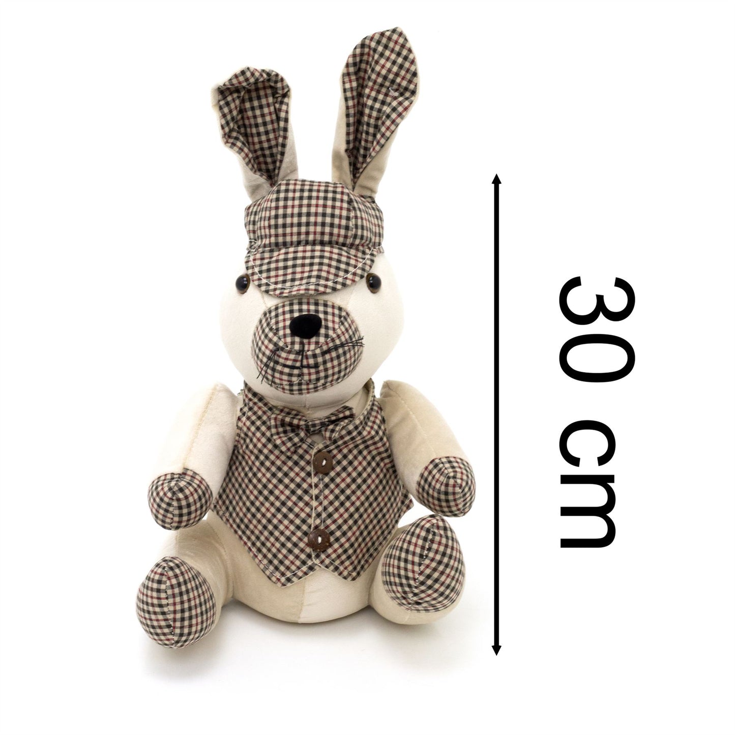 Montgomery Rabbit Tweed Fabric Doorstop | Hare-Shaped Animal Door Stop- 30cm