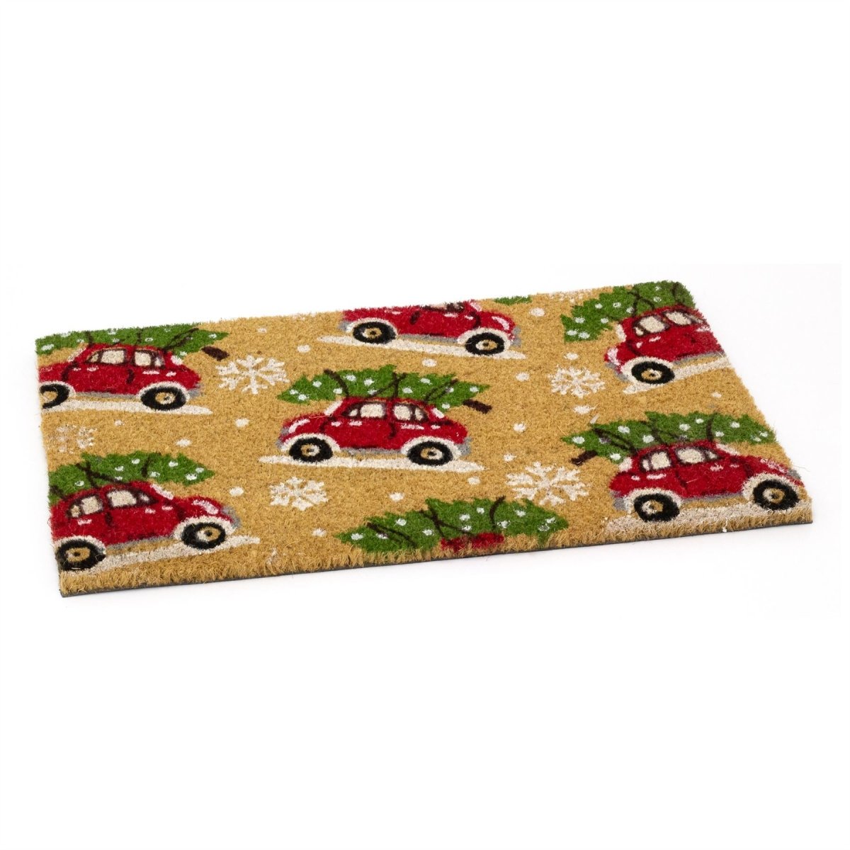 Cars Christmas Doormat | Non - slip Rectangular Coir Welcome Door Mat - 59x39cm - Doormat