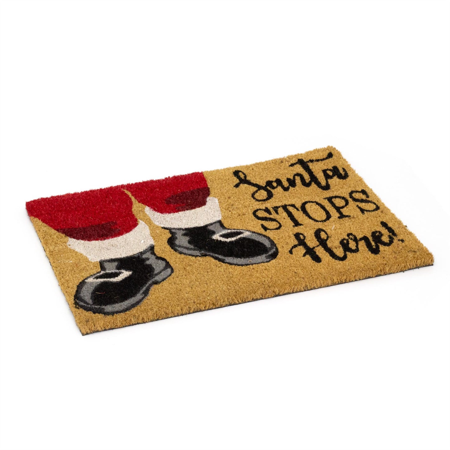 Santa Stops Here Christmas Doormat | Festive Coir Welcome Door Mat - 59x39cm