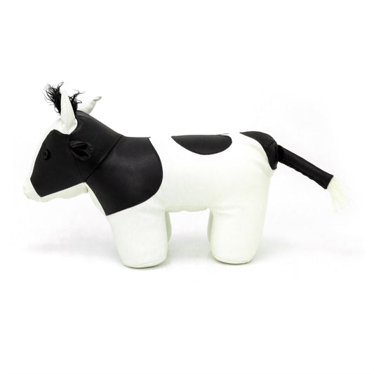 Penny Cow Doorstop | Faux Leather Black & White Country Cow Door Stop - 1.5kg