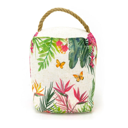 Hummingbird Fabric Doorstop | Tropical Floral Bird Stop with Handle - 20cm