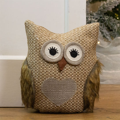 Fabric Barn Owl Doorstop | Decorative Novelty Bird Door Stop - 23cm