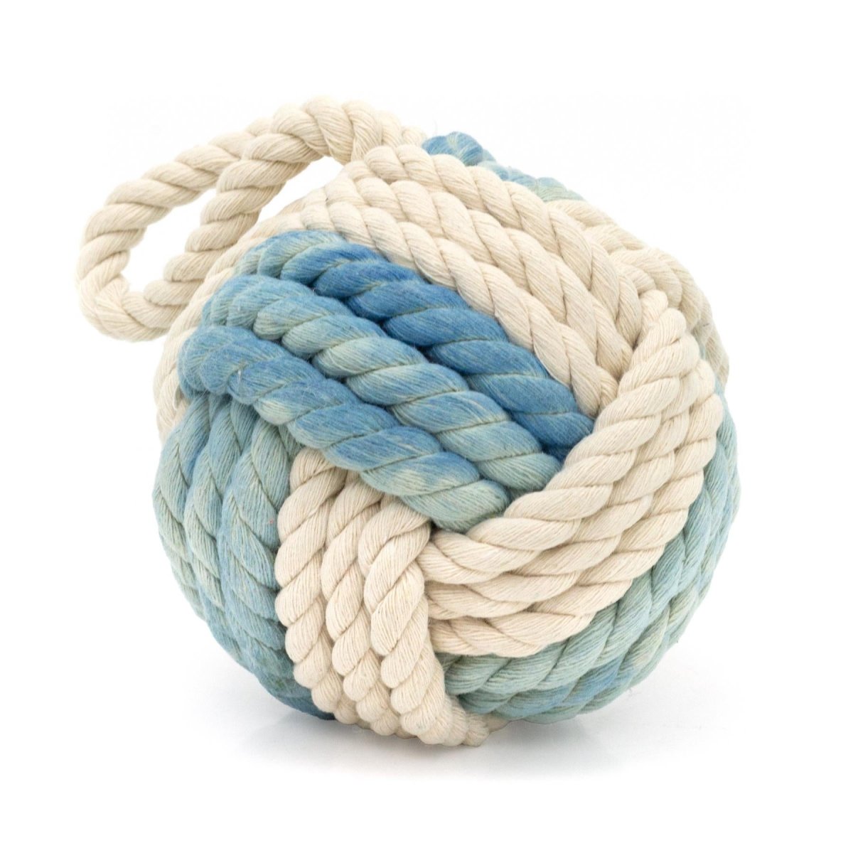 Distressed Blue Rope Doorstop | Two - Tone Nautical Rope Knot Door Stop - 12cm - Doorstop