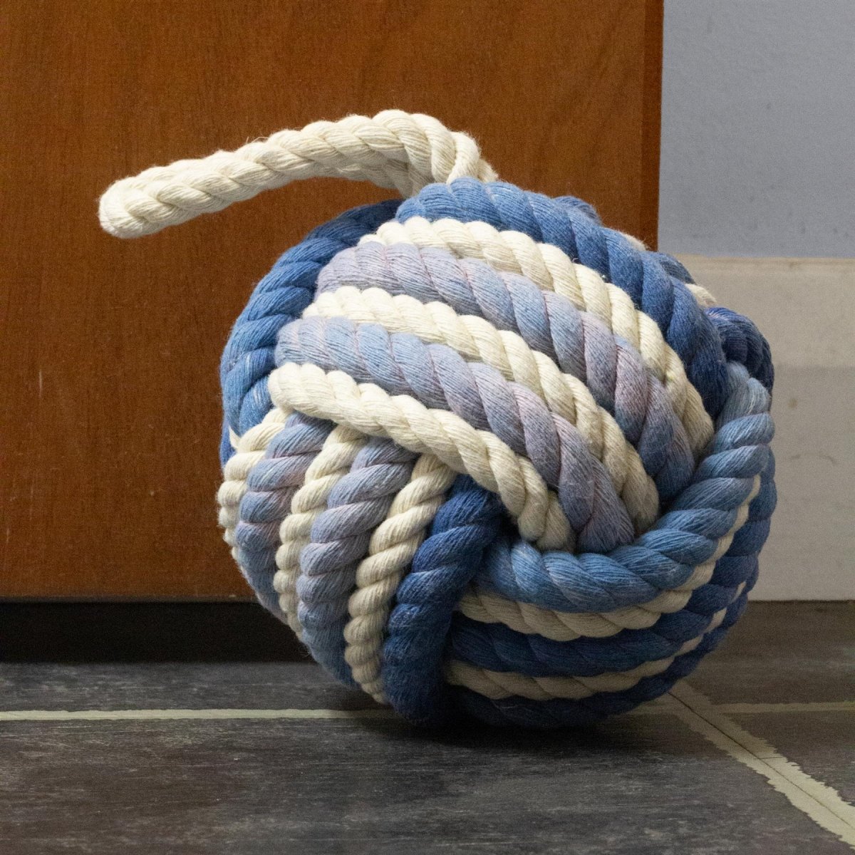 Distressed Blue Rope Doorstop | Two - Tone Nautical Rope Knot Door Stop - 12cm - Doorstop