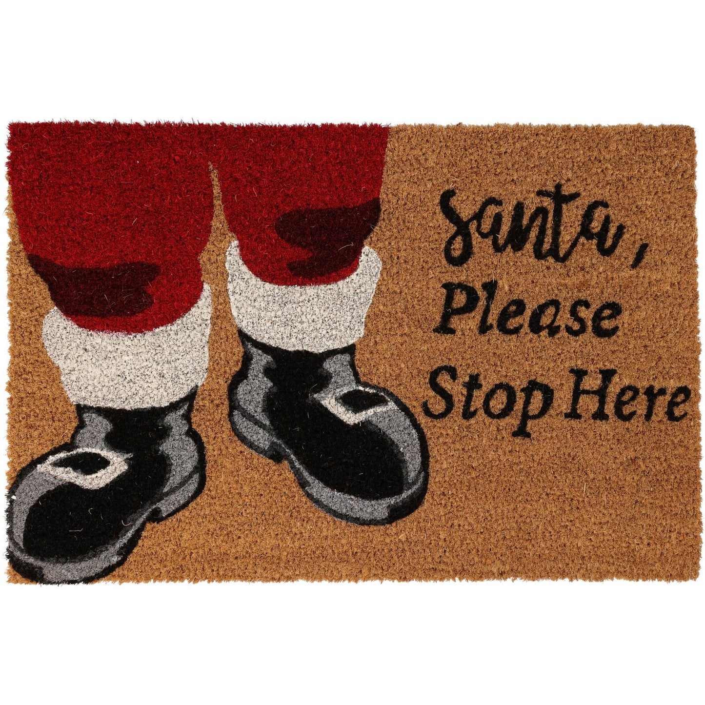 Santa Stops Here Christmas Doormat | Festive Coir Welcome Door Mat - 59x39cm