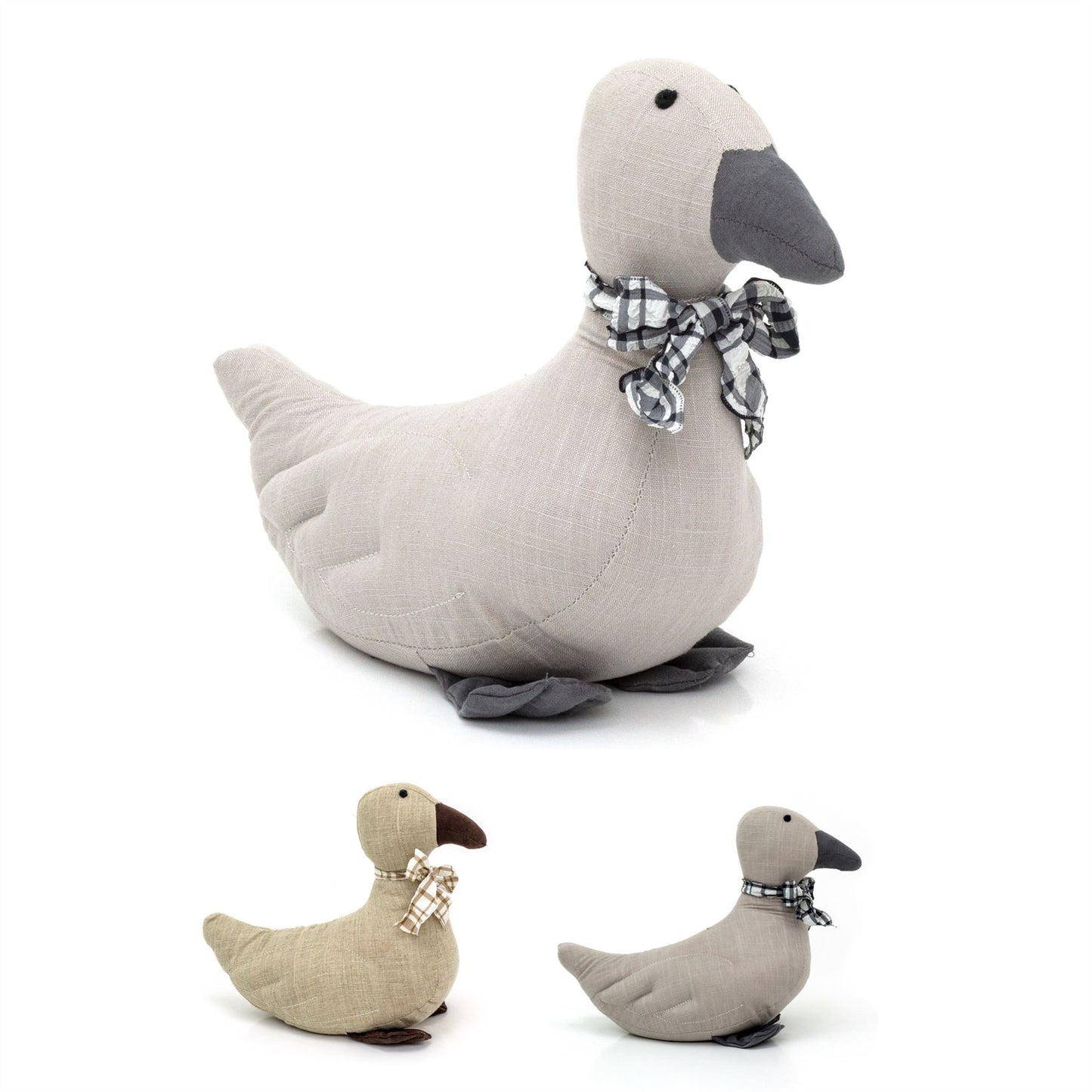 Adorable Duck Doorstop | Fabric Duck Shaped Door Stop with Gingham Bow - 24cm