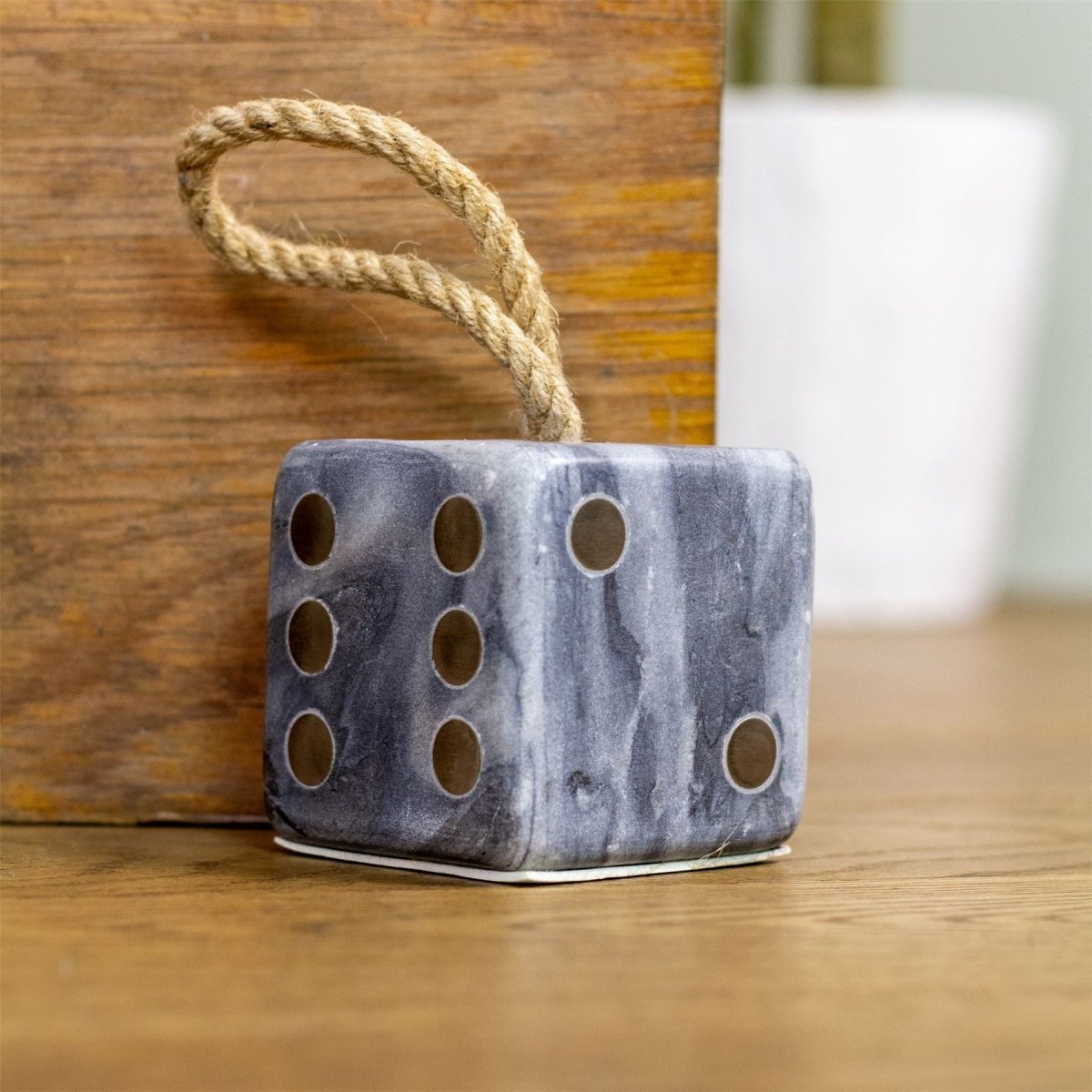 Grey Marble Dice Doorstop | Chunky Cube Indoor Weighted Dice Door Stop - 1.5kg - Doorstop