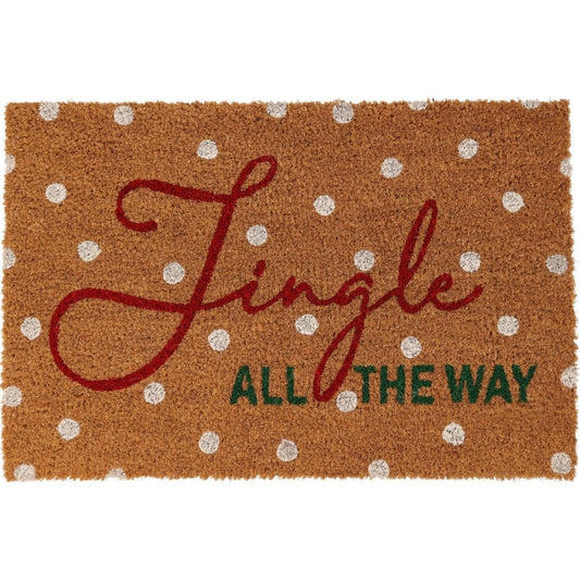 Jingle All The Way Christmas Doormat | Festive Coir Welcome Door Mat - 59x39cm - Doormat