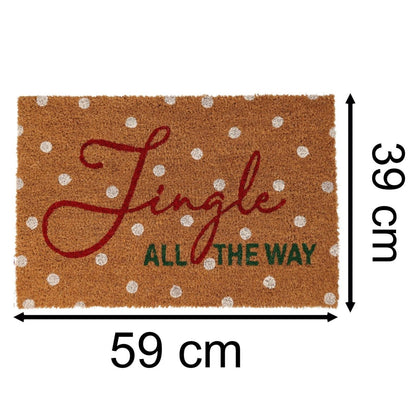 Jingle All The Way Christmas Doormat | Festive Coir Welcome Door Mat - 59x39cm - Doormat