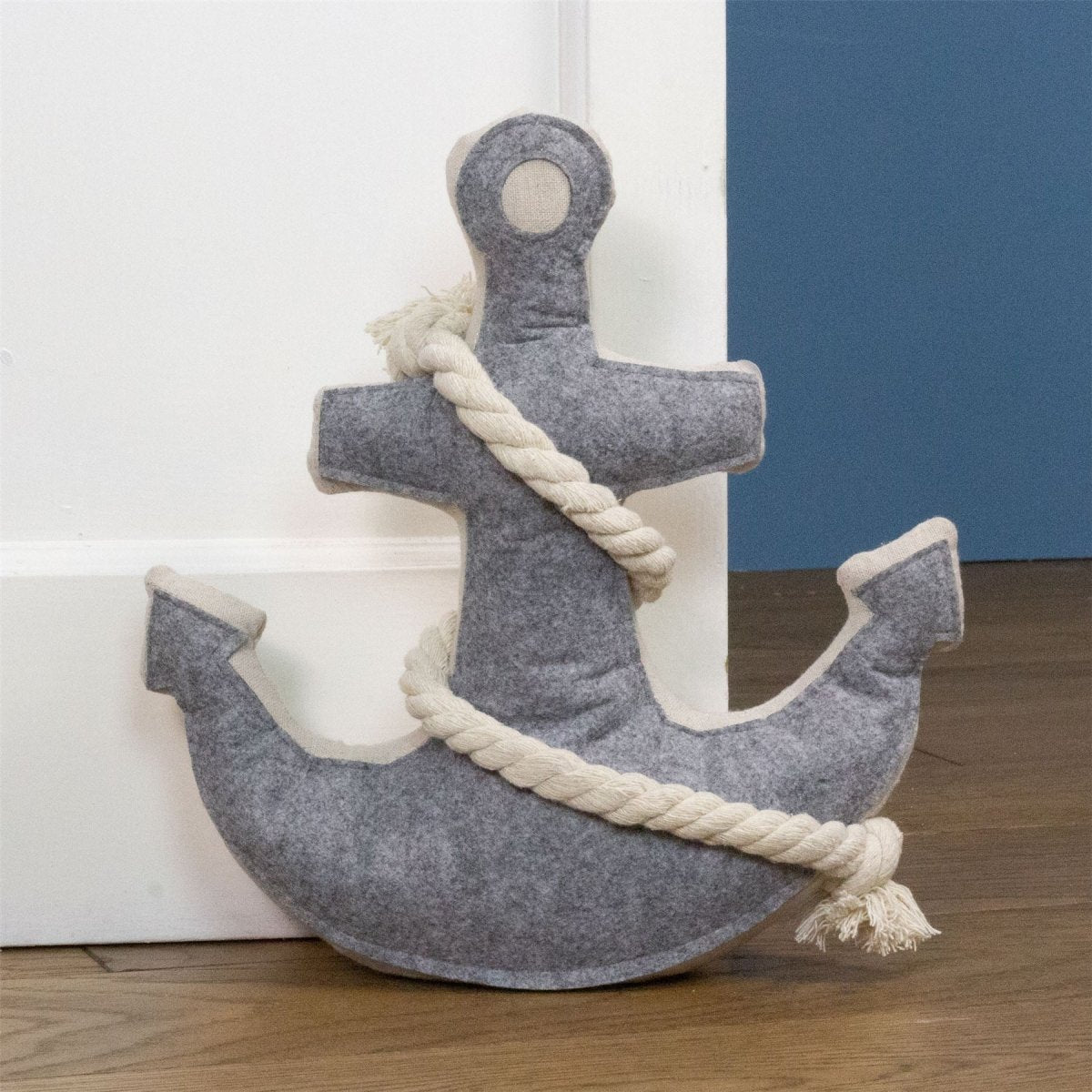 Nautical Anchor Doorstop | Grey Fabric Ship Anchor Shaped Door Stop - 29cm - Doorstop