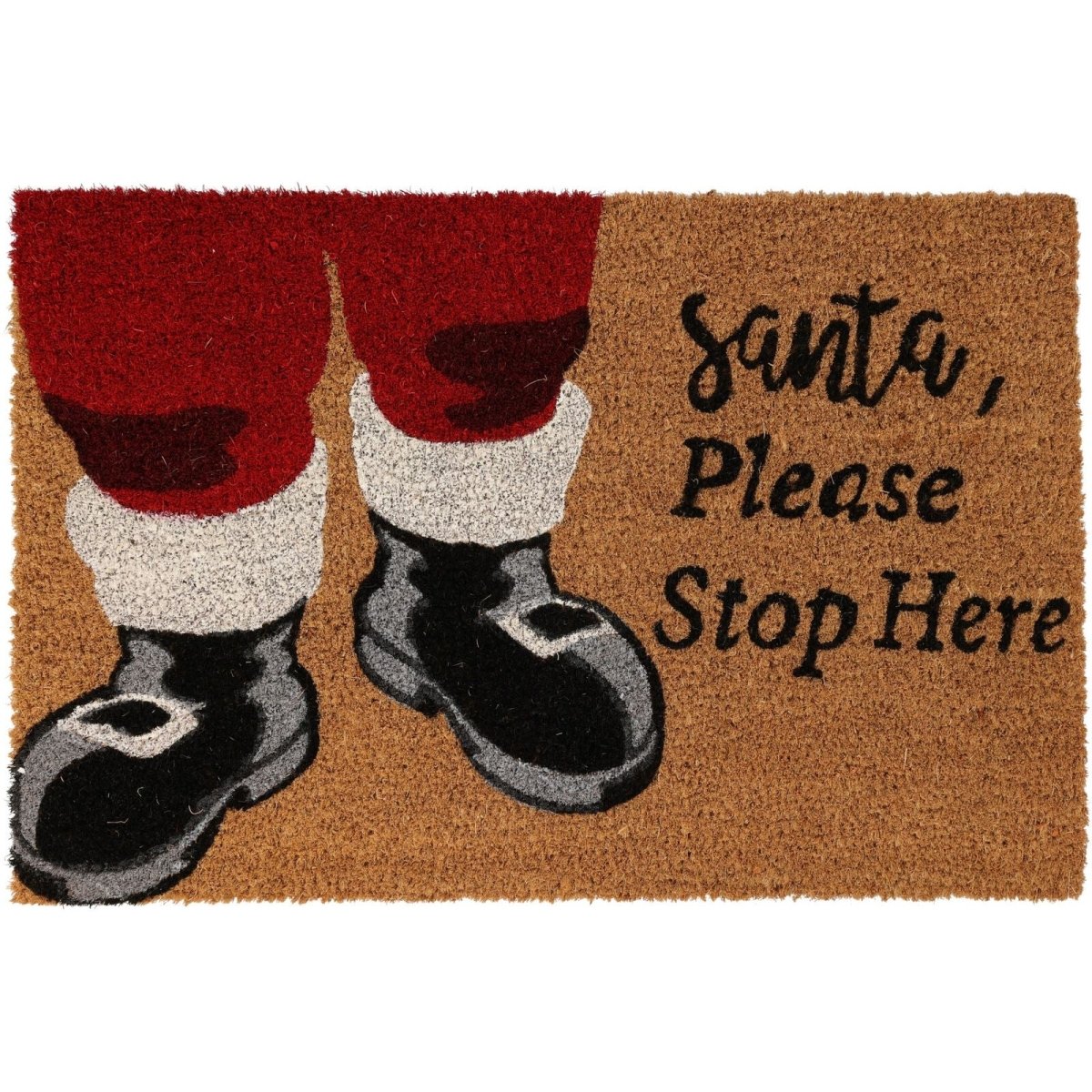 Santa Stops Here Christmas Doormat | Festive Coir Welcome Door Mat - 59x39cm - Doormat