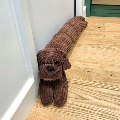 Take Me Home Ribbed Fabric Dog Draught Excluder ~ Chocolate - Draught Excluder