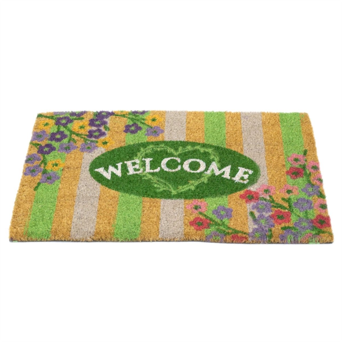 The Flower Shop Doormat | Non - slip Pvc Backed Natural Coir Doormat - 60x40cm - Doormat