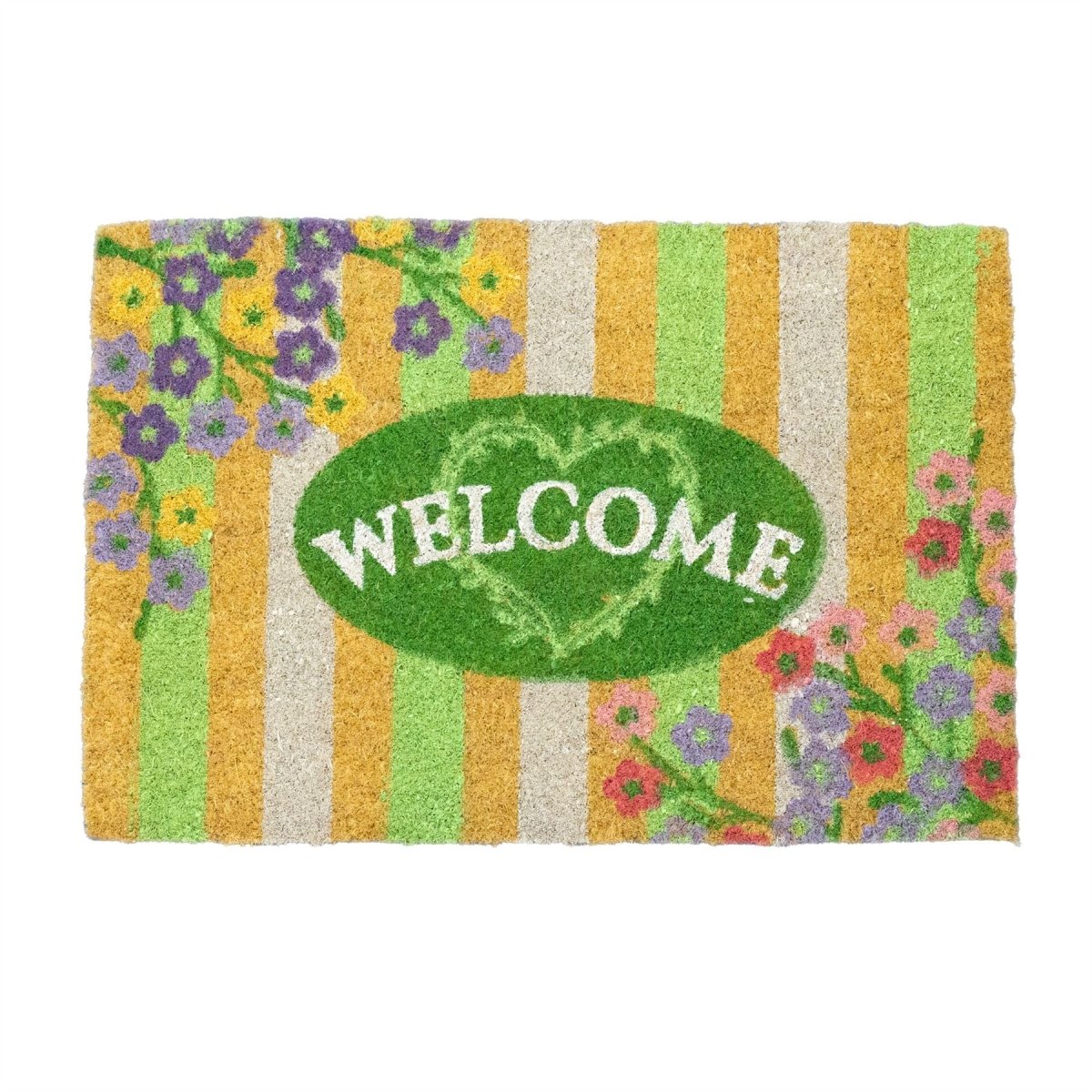 The Flower Shop Doormat | Non - slip Pvc Backed Natural Coir Doormat - 60x40cm - Doormat