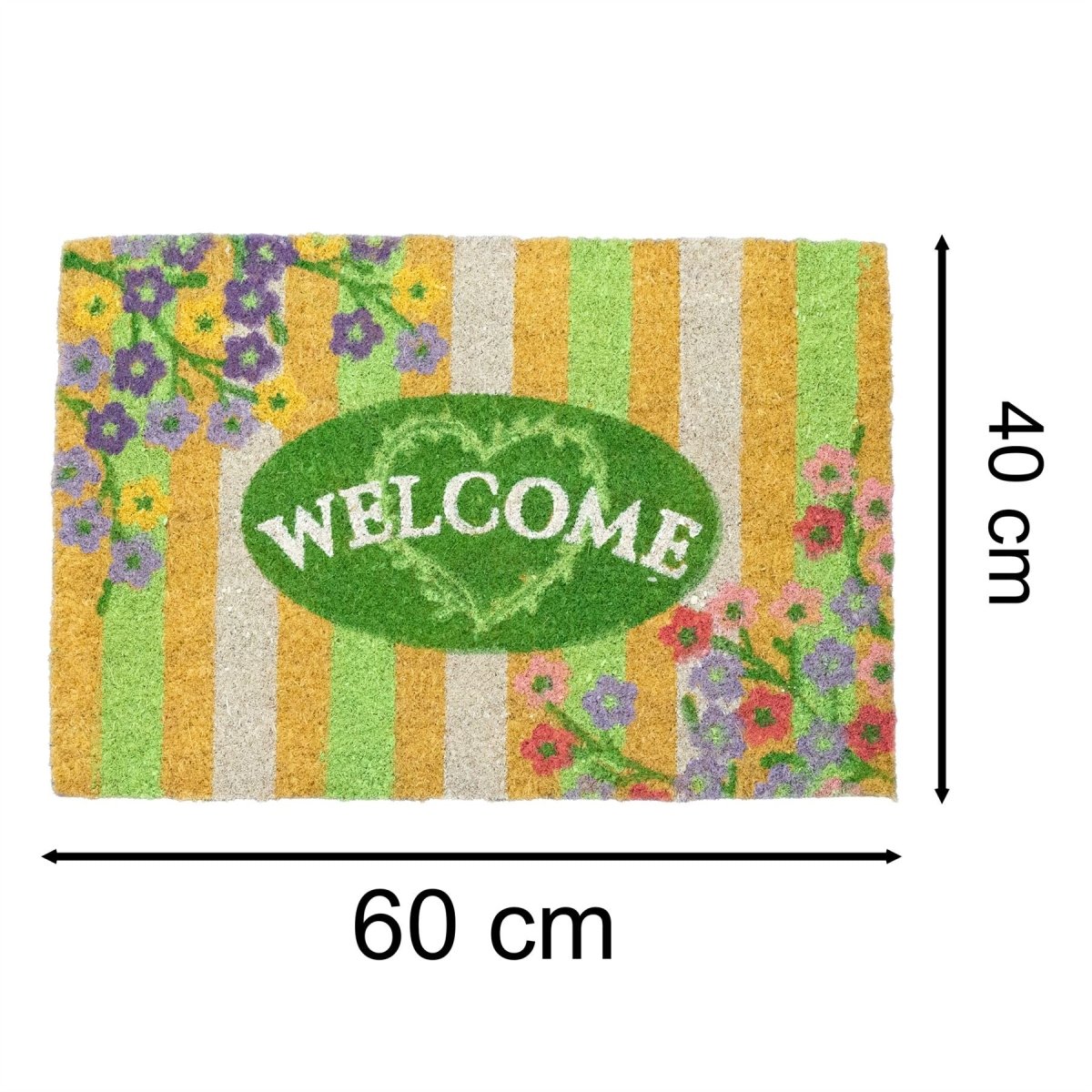 The Flower Shop Doormat | Non - slip Pvc Backed Natural Coir Doormat - 60x40cm - Doormat