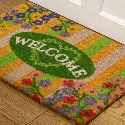 The Flower Shop Doormat | Non - slip Pvc Backed Natural Coir Doormat - 60x40cm - Doormat