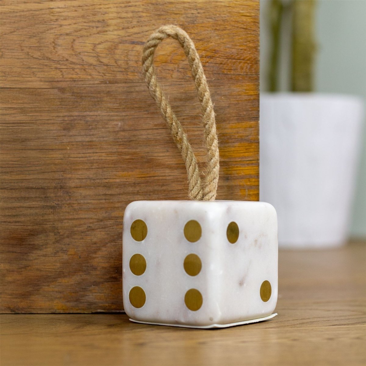 White Marble Dice Doorstop | Chunky Cube Indoor Weighted Dice Door Stop - 1.5kg - Doorstop