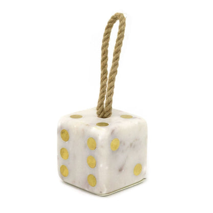 White Marble Dice Doorstop | Chunky Cube Indoor Weighted Dice Door Stop - 1.5kg - Doorstop